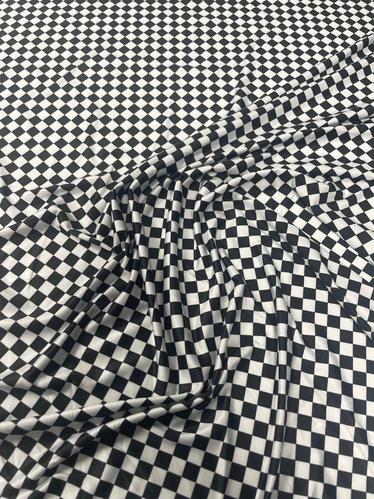 Black & White Checkered Spandex Fabric by the Metre - Whotex Fabrics London