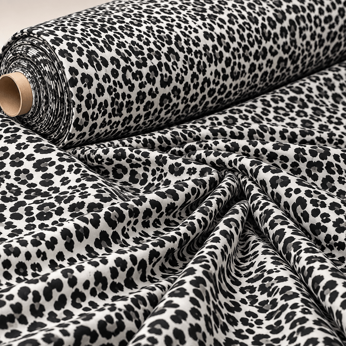 Black & White Leopard Print Fabric by the Metre - Whotex Fabrics London