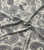 Black & White Paisley Fabric – Classic Boho Pattern by the Metre - Whotex Fabrics London