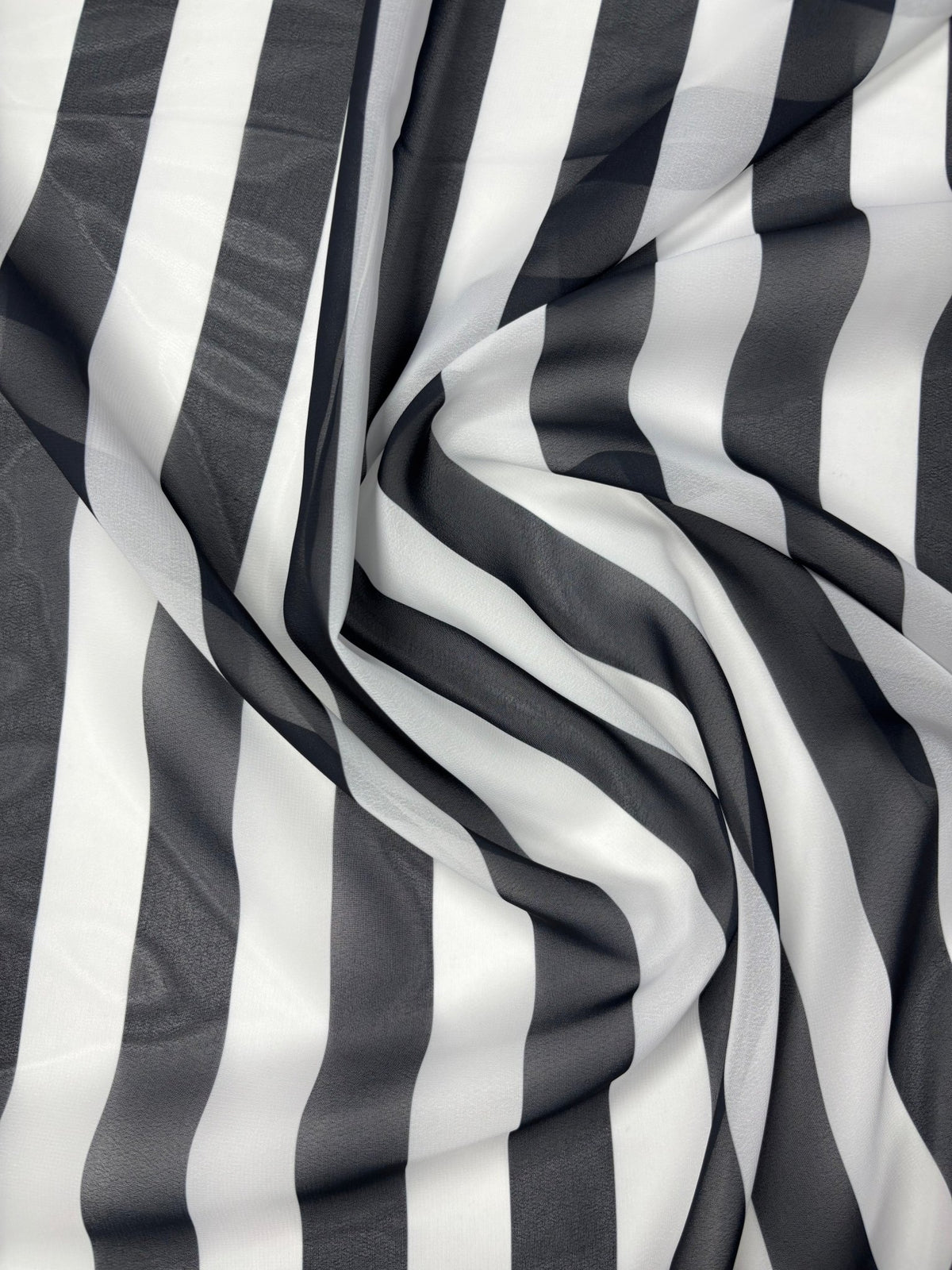 Black & White Stripe Chiffon Fabric by the Metre - Whotex Fabrics London