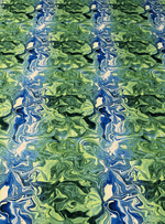 Blue and Green Pattern Abstract Wave Fabric – Fabric by Metre, Multiple Options for Sewing & Dressmaking - Whotex Fabrics London