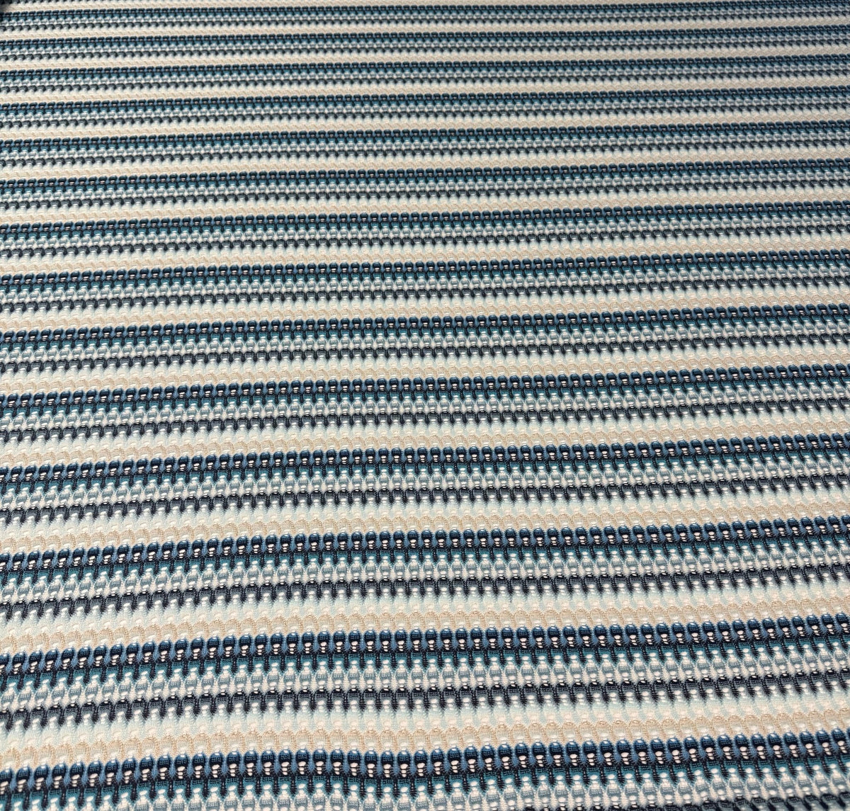 Blue Beige Metallic Mesh Fabric by the Metre - Whotex Fabrics London