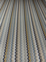 Blue & Bronze Zigzag Lurex Fabric with Metallic Shine - Whotex Fabrics London
