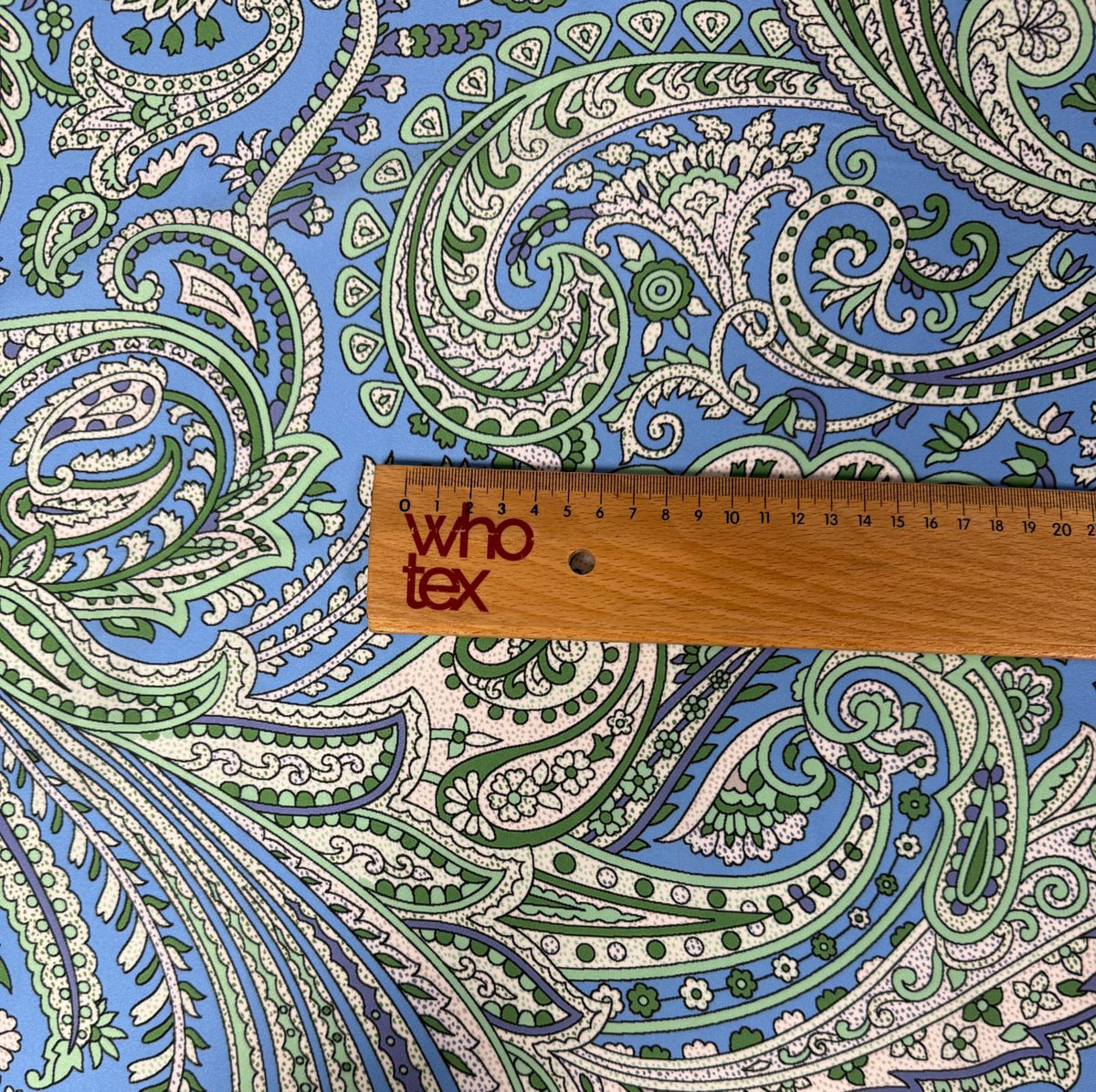 Blue & Green Paisley Print Fabric by the Metre | Dressmaking - Whotex Fabrics London