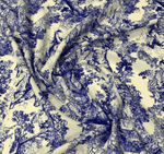 Blue Wild Forest Pattern Fabric by Metre - Whotex Fabrics London