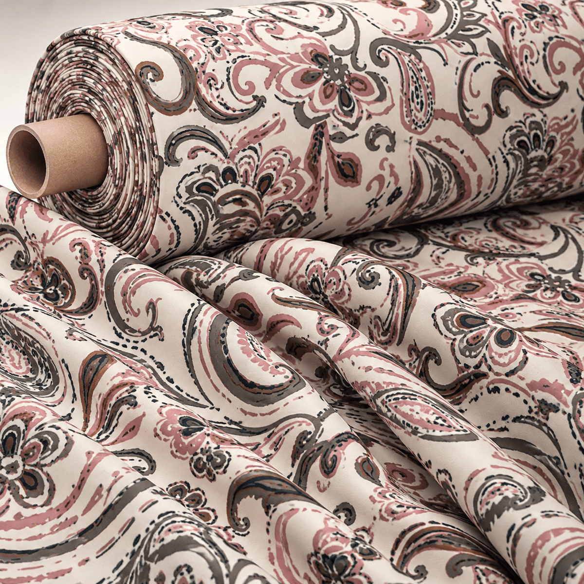 Blush Pink Ornamental Fabric by the Metre - Whotex Fabrics London