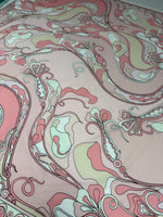 Blush Pink Psychedelic Swirl Organic Cotton Poplin Fabric by the Metre - Whotex Fabrics London