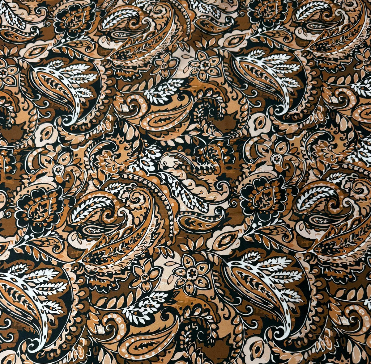 Brown & Beige Paisley Print Fabric by the Metre | Dressmaking - Whotex Fabrics London