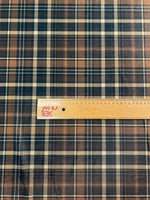 Brown & Black Check Velvet Fabric by the Metre - Whotex Fabrics London