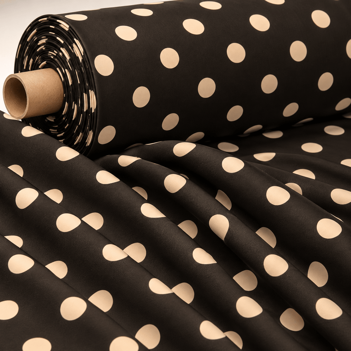 Brown & Cream Polka Dot Fabric by the Metre - Whotex Fabrics London