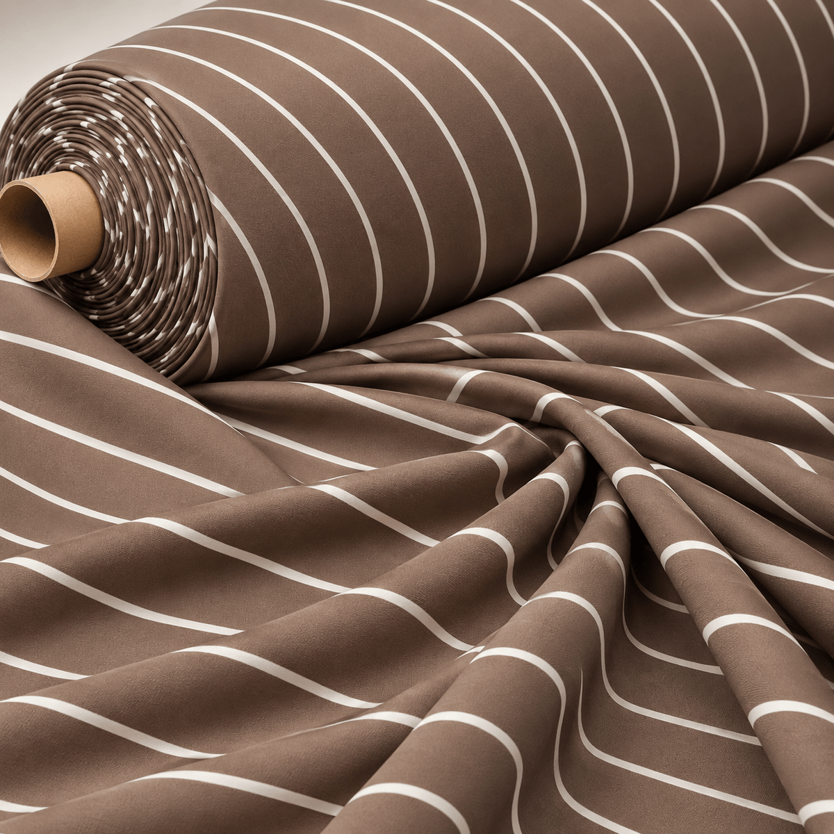 Brown Pinstripe Crepe Fabric by the Metre - Whotex Fabrics London