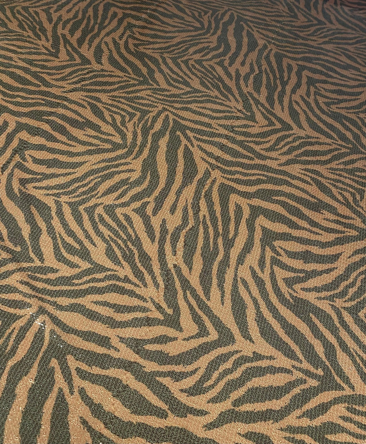 Brown Tiger Sequin Animal Print Fabric by the Metre - Whotex Fabrics London