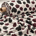 Burgundy Floral Print Fabric by the Metre - Whotex Fabrics London