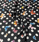 Butterflies Black White Polka Dot Fabric by Metre - Whotex Fabrics London