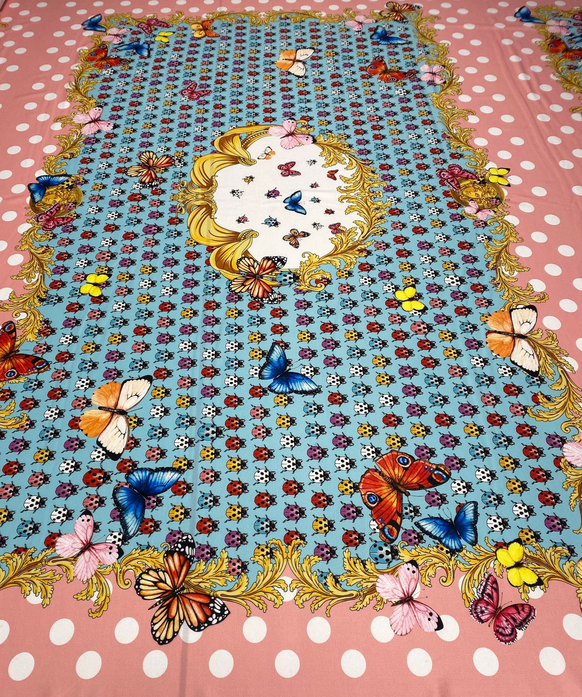 Butterfly & Ladybird Print Lycra Stretch Fabric by the Metre - Whotex Fabrics London