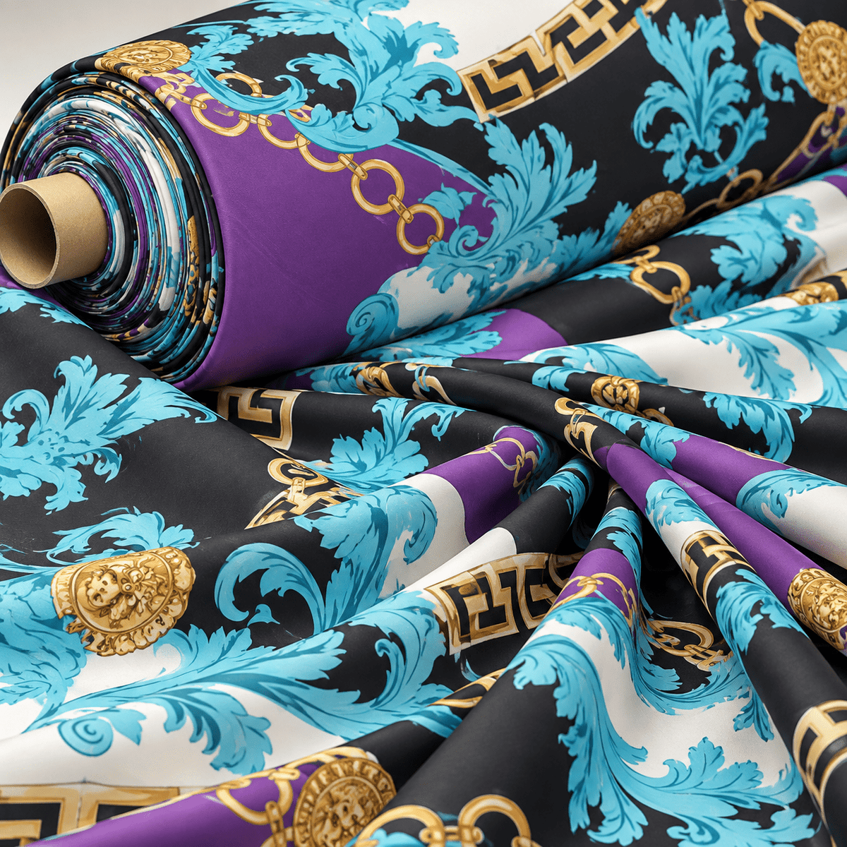 Chain Baroque Print Chiffon Fabric by the Metre - Whotex Fabrics London