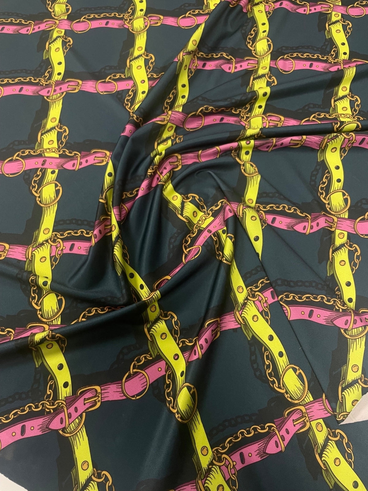 Chain Belt Print Fabric – Bold Graphic Design by Metre - Whotex Fabrics London