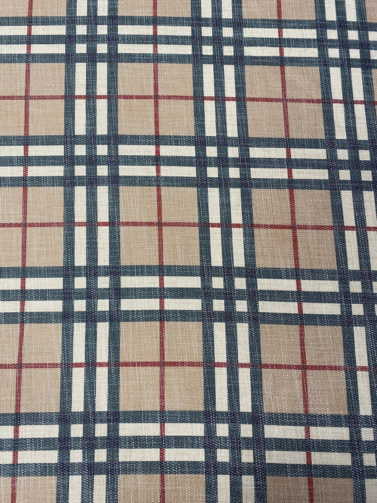 Check Poly Linen Fabric by the Metre - Whotex Fabrics London