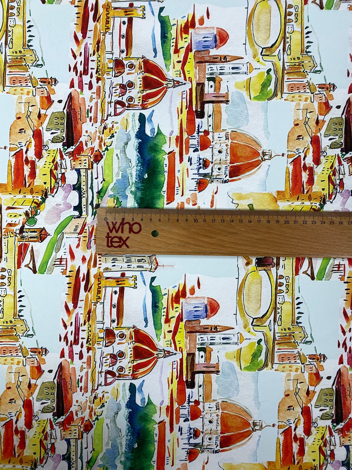 Cityscape Print Crepe Fabric by the Metre - Whotex Fabrics London