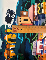 Cityscape Print Crepe Fabric by the Metre - Whotex Fabrics London