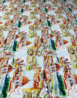 Cityscape Print Crepe Fabric by the Metre - Whotex Fabrics London