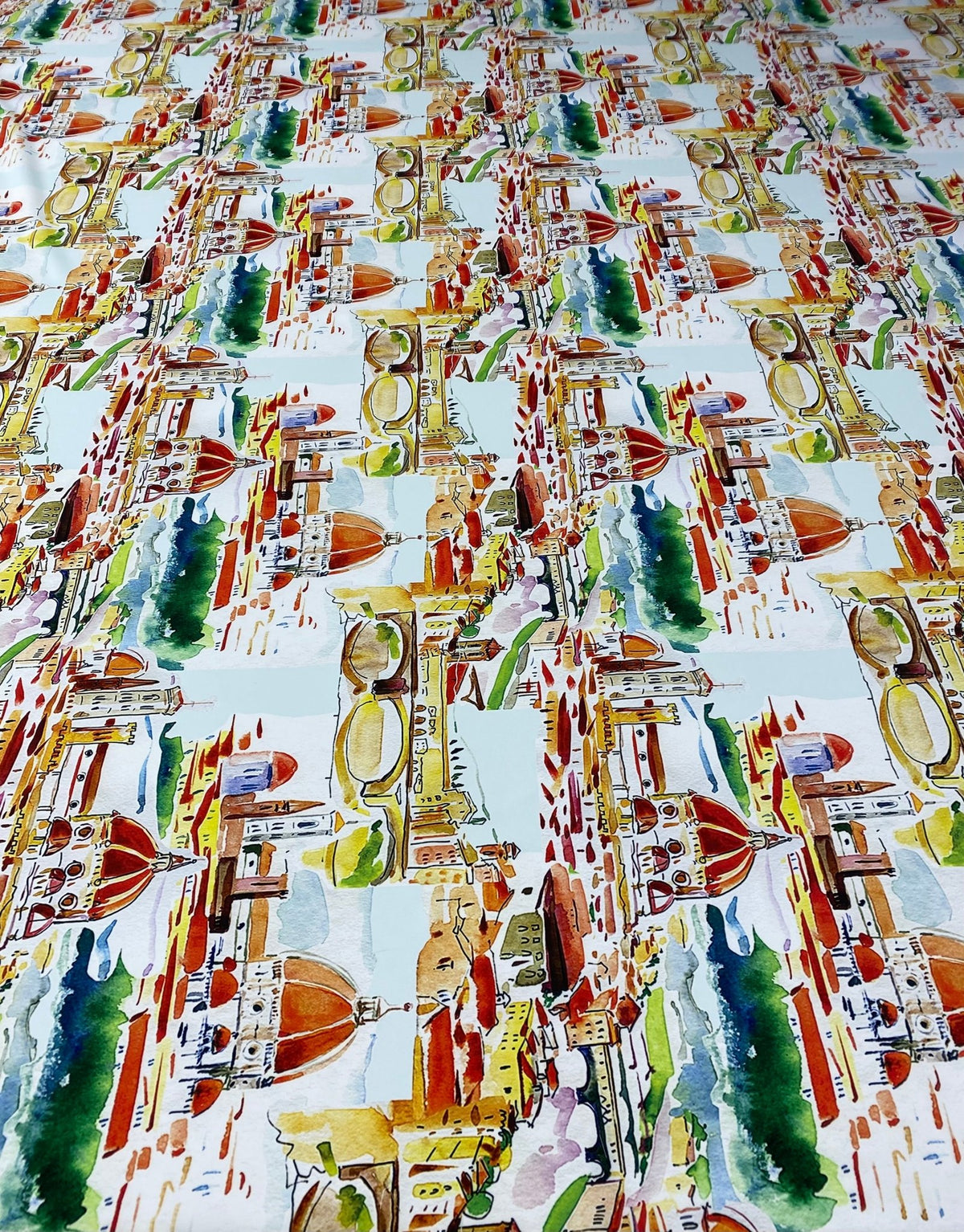 Cityscape Print Crepe Fabric by the Metre - Whotex Fabrics London