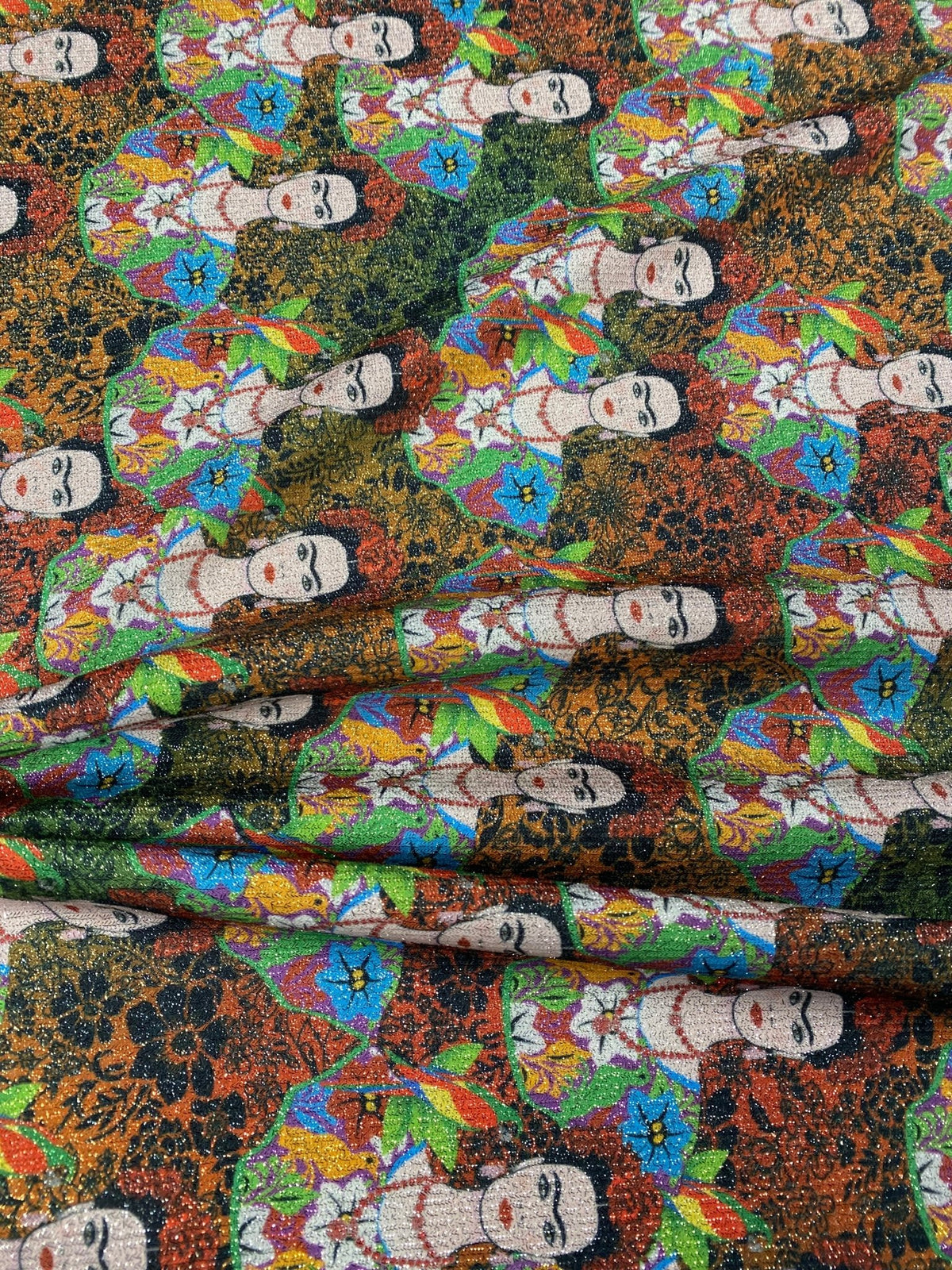 Colorful Frida Kahlo Inspired Floral Print Fabric By Metre - Whotex Fabrics London