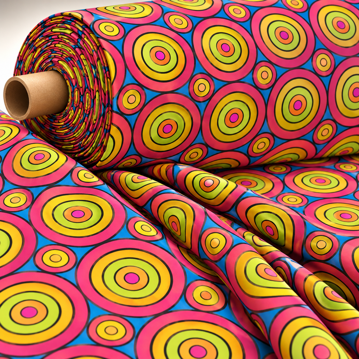 Colorful Geometric Circles Print Fabric by Metre - Whotex Fabrics London
