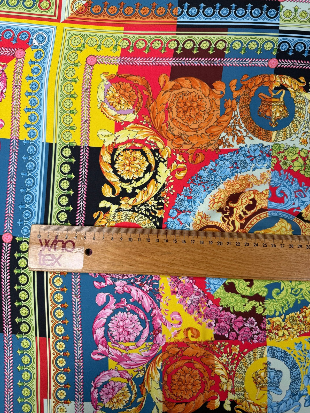 Colourful Baroque Satin Fabric by the Metre - Whotex Fabrics London