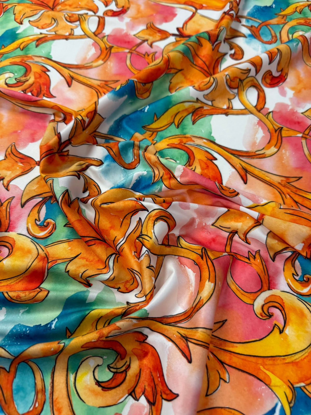 Colourful Baroque Spandex Fabric by the Metre - Whotex Fabrics London