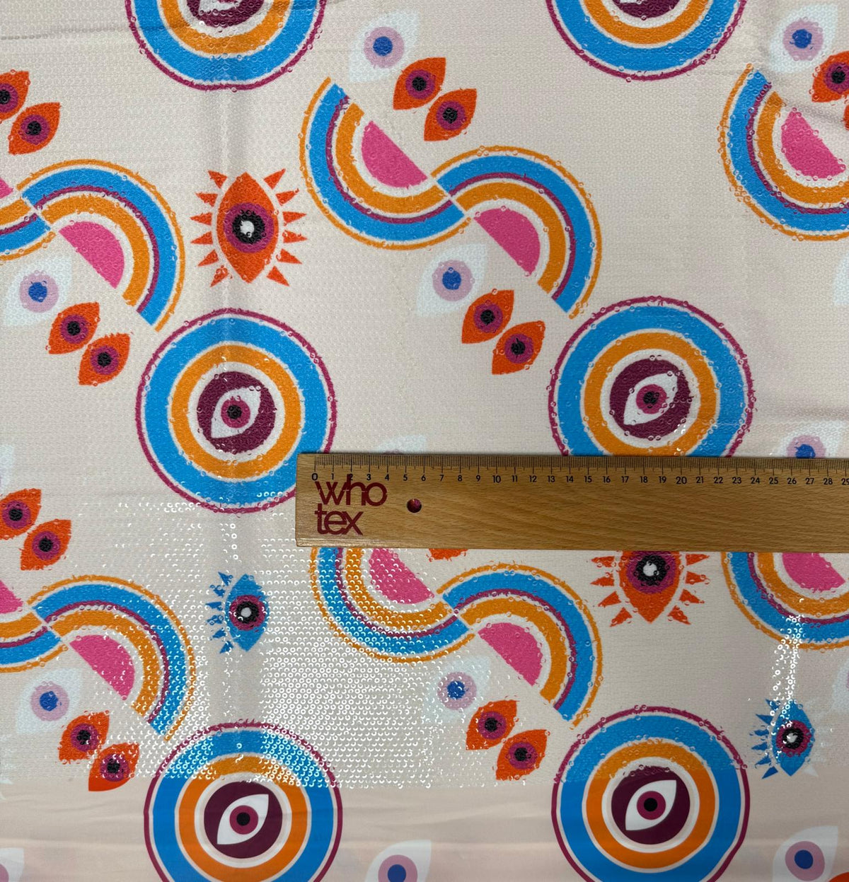Colourful Geometric Sequin Fabric by the Metre - Whotex Fabrics London