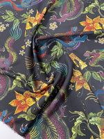 Dragon & Floral Print Crepe Fabric by the Metre – Bold Design - Whotex Fabrics London
