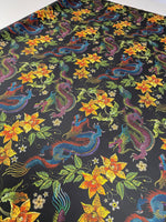 Dragon & Floral Print Crepe Fabric by the Metre – Bold Design - Whotex Fabrics London