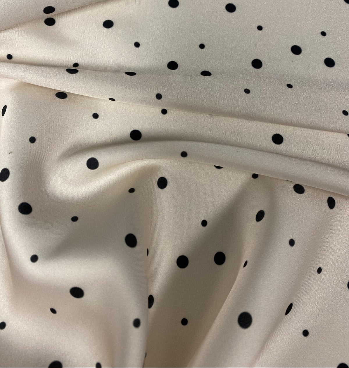Elegant Polka Dot Fabric – Soft Beige with Black Dots - Whotex Fabrics London