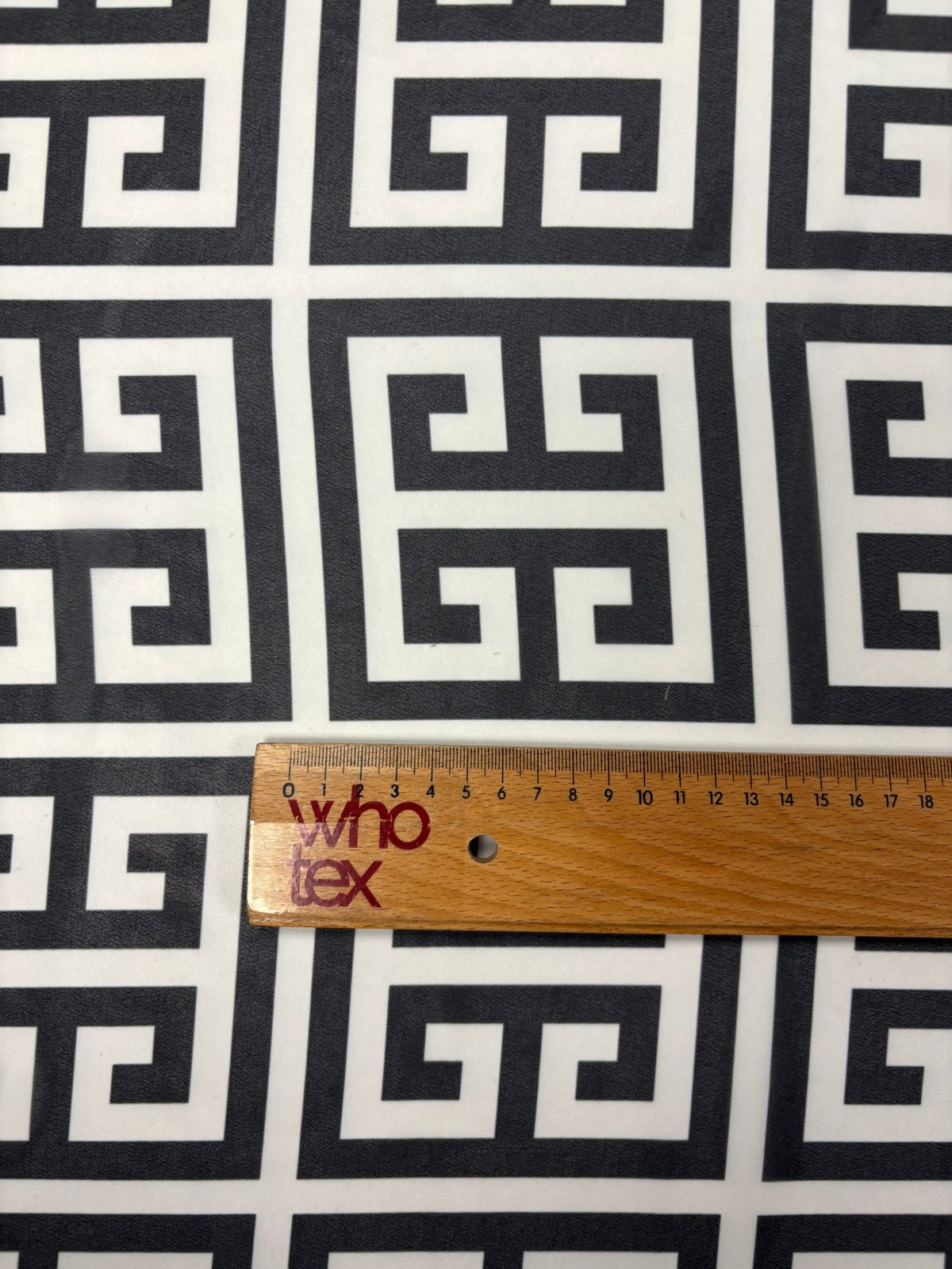 Geometric Greek Key Chiffon Fabric by the Metre - Whotex Fabrics London