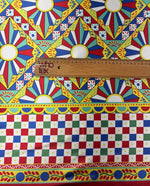 Geometric Mosaic Lycra Satin Fabric by the Metre - Whotex Fabrics London