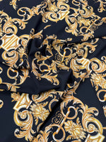 Gold Baroque Pattern Fabric in Black and Gold Elegant - Whotex Fabrics London