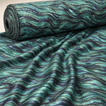 Green Wave Print Lycra Satin Fabric by the Metre - Whotex Fabrics London