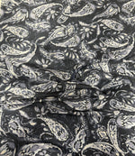 Grey Paisley Fabric by the Metre for Dressmaking - Whotex Fabrics London
