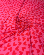 Heart Print Spandex Fabric by the Metre for Dresses - Whotex Fabrics London