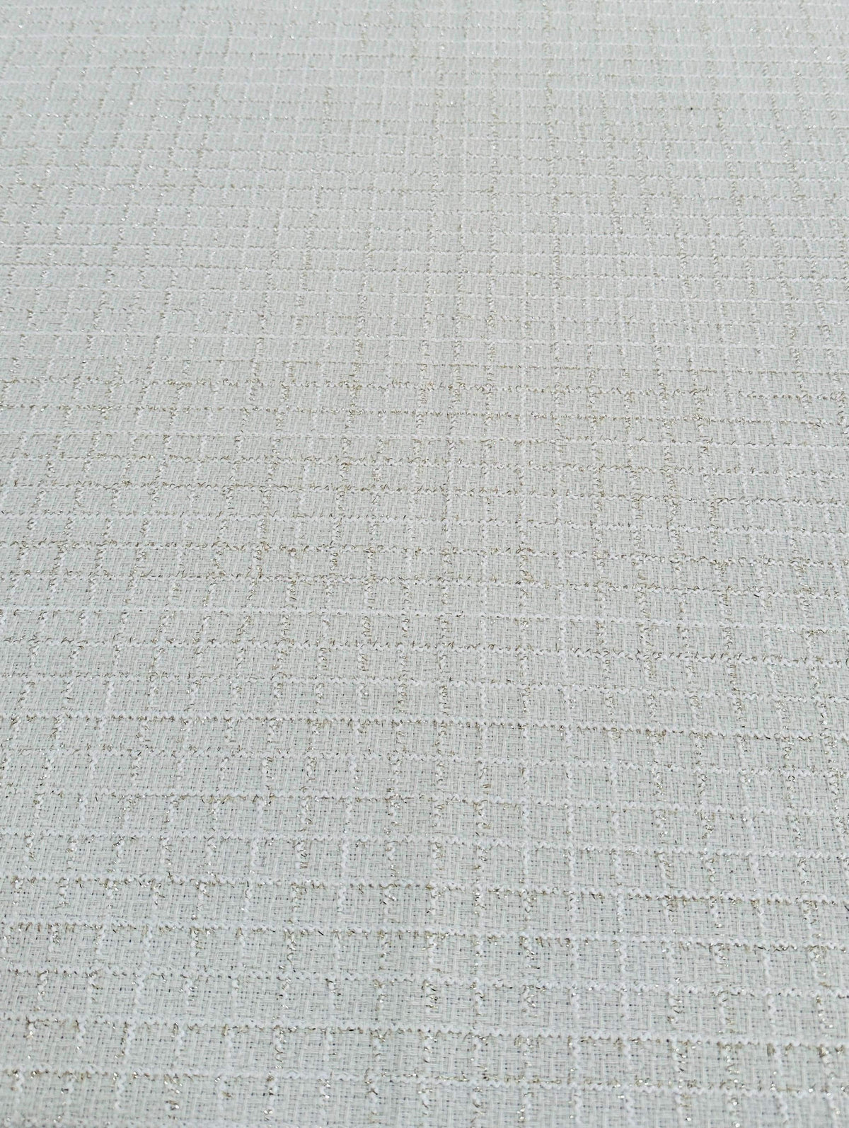 White sparkling tweed fabric with wool blend texture for jackets and skirts