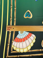 Jewellery Print Crepe Fabric by the Metre – Emerald Green Gold Motifs - Whotex Online Fabric Store