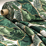 Leaf Pattern Stretch Velvet Fabric by the Metre - Whotex Fabrics London