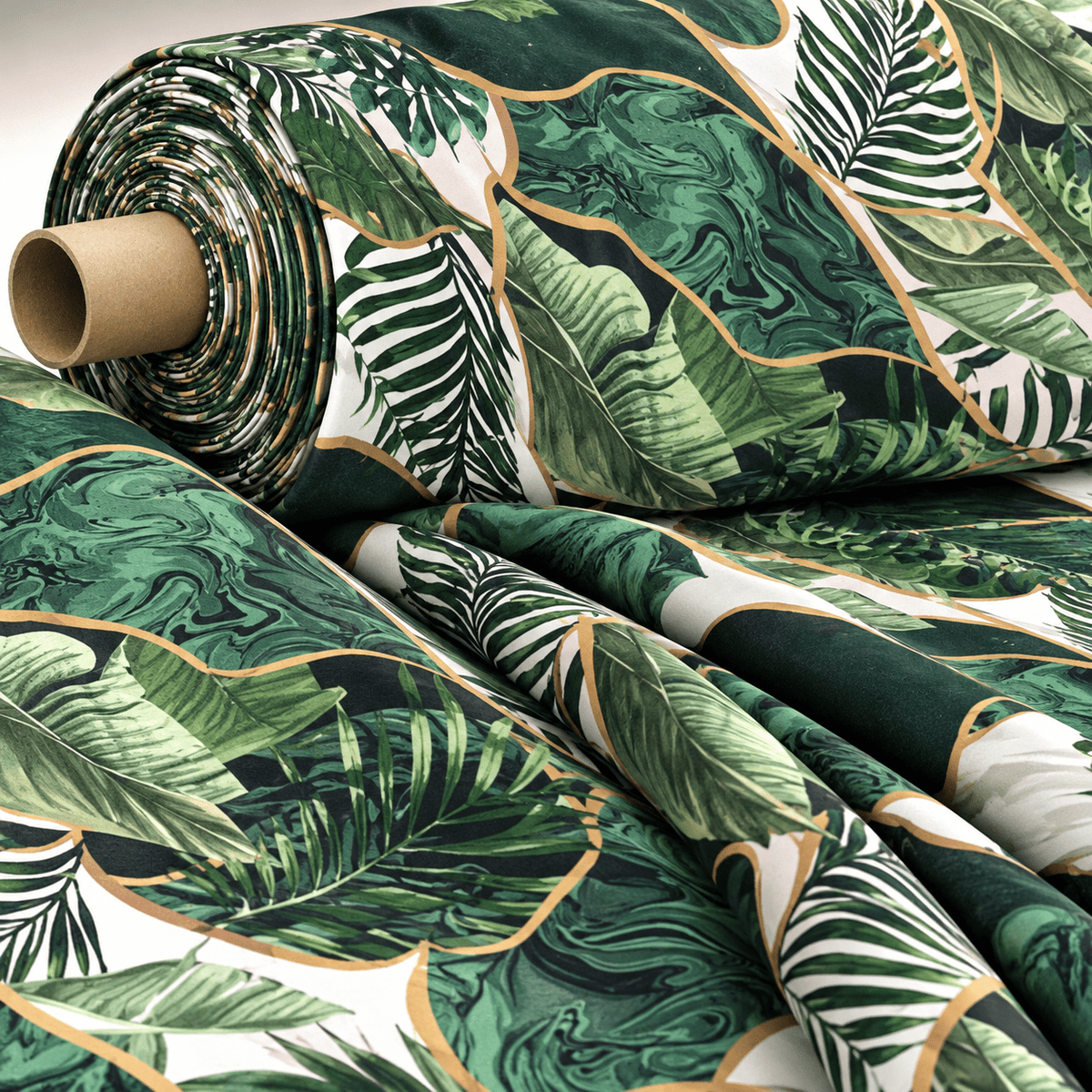 Leaf Pattern Stretch Velvet Fabric by the Metre - Whotex Fabrics London