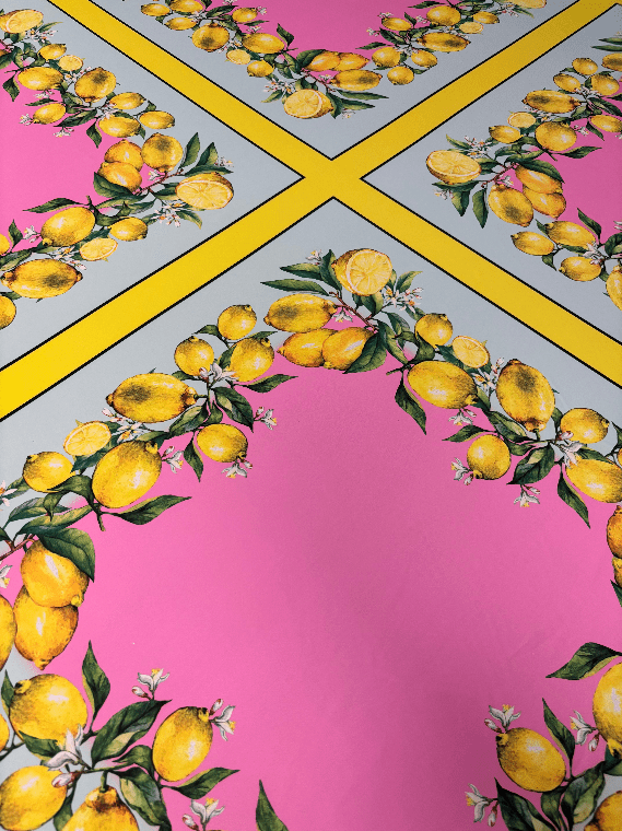 Lemon Border Print Fabric - Whotex Fabrics London