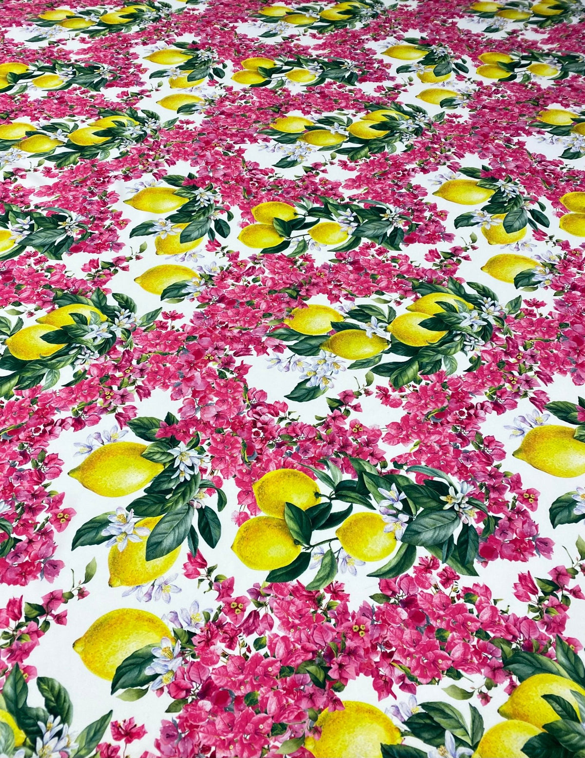 Lemon Floral Crepe Fabric by the Metre - Whotex Fabrics London