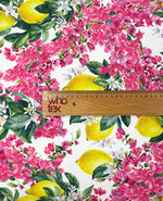 Lemon Floral Crepe Fabric by the Metre - Whotex Fabrics London