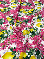 Lemon Floral Crepe Fabric by the Metre - Whotex Fabrics London