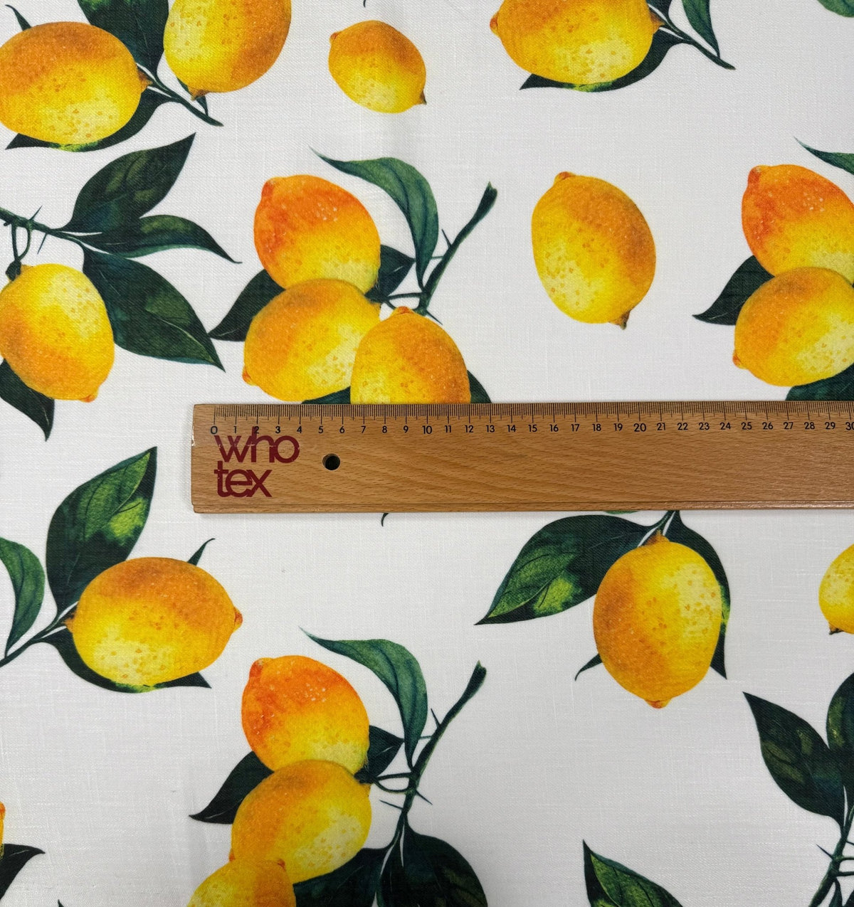 Lemon Print Linen Fabric by the Metre - Whotex Fabrics London