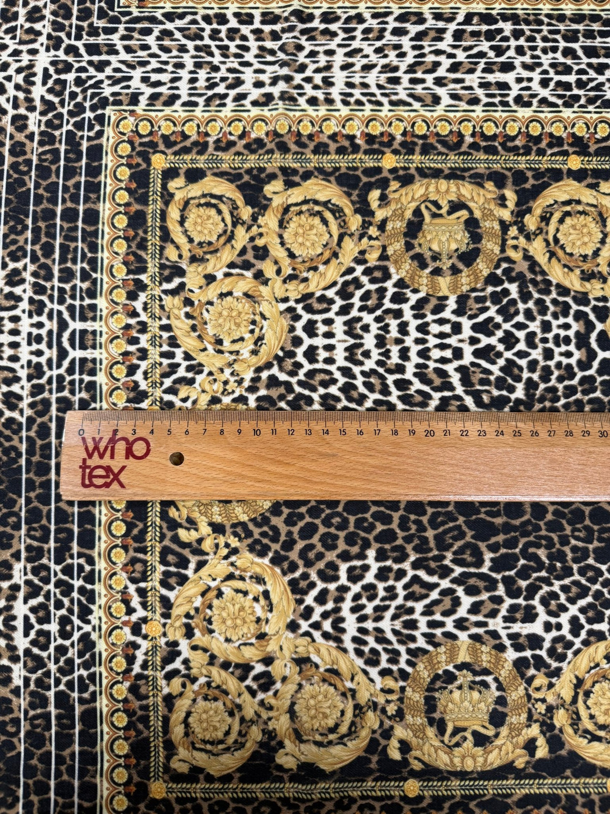 Leopard Gold Baroque Patterned Crepe Fabric – Custom Printed Fabric, Choose Material by Metre - Whotex Fabrics London